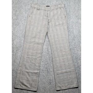 Wet Seal Pants Womens 9 Gray Plaid Cotton Straight Flared Button Zip Mid Rise